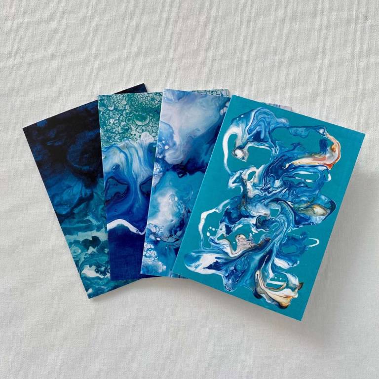 'Abstract Oceanscapes' Set of 4x A6 Blank Greetings Cards - Jasmine Estelle Greaves