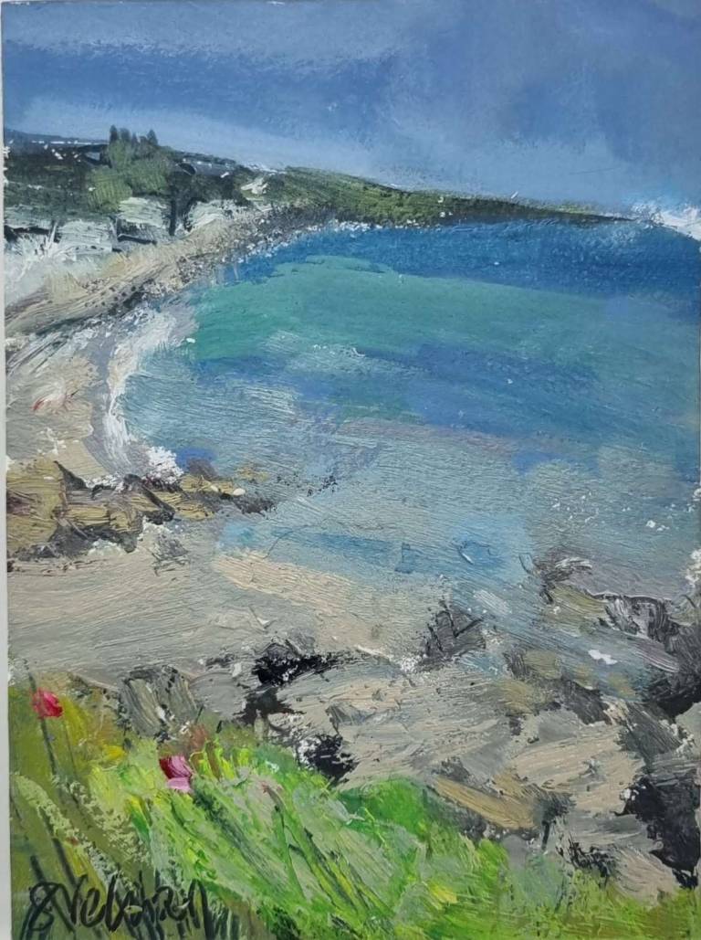 Pink flowers above Coverack - Sophie Velzian