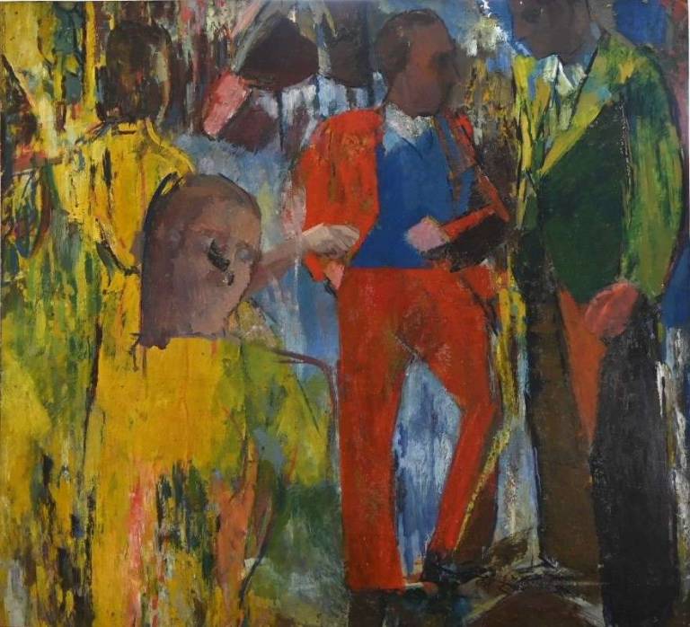 Three figures in a piazza 1957 - Tom Cross
