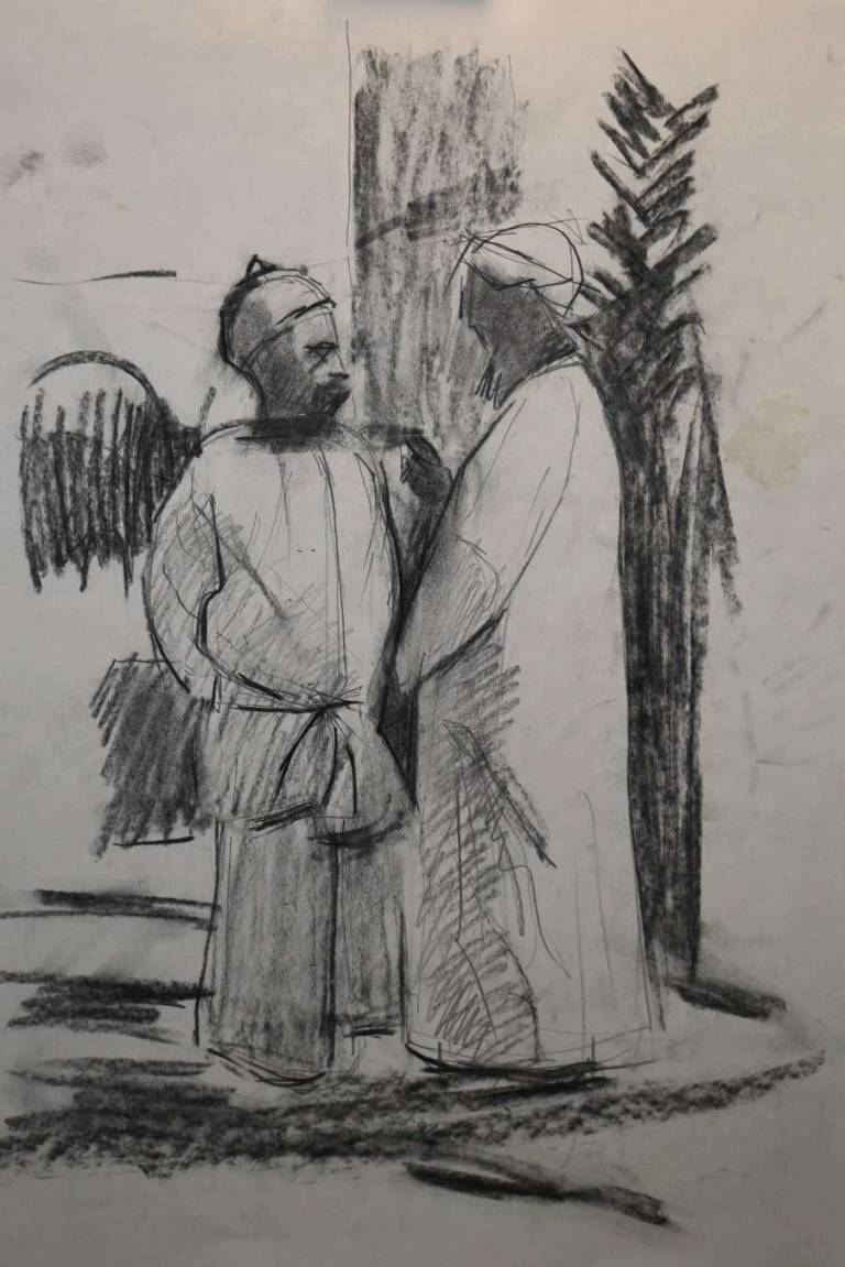 Sketch of Arab men talking - Tom Cross