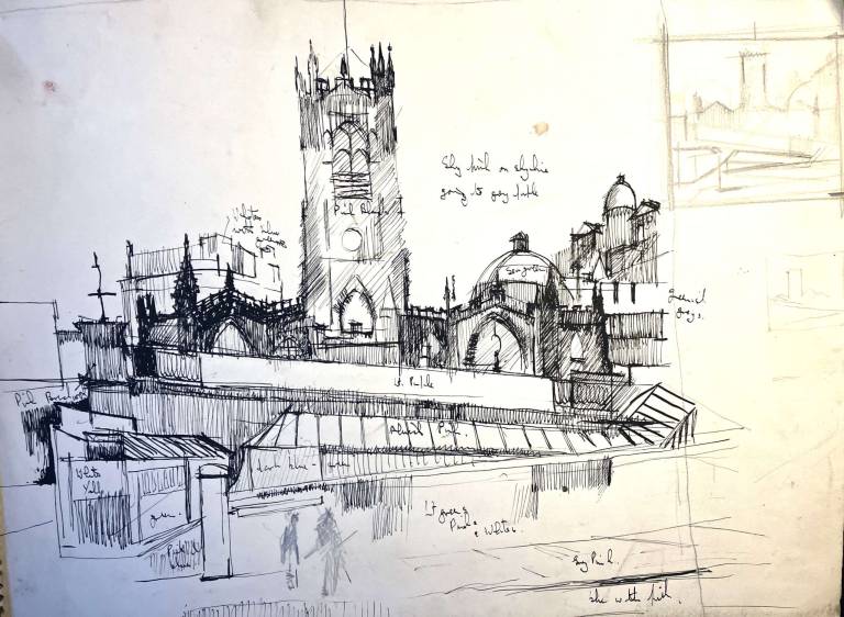 Untitled [Sketch of Manchester Cathedral] 1953 - Tom Cross