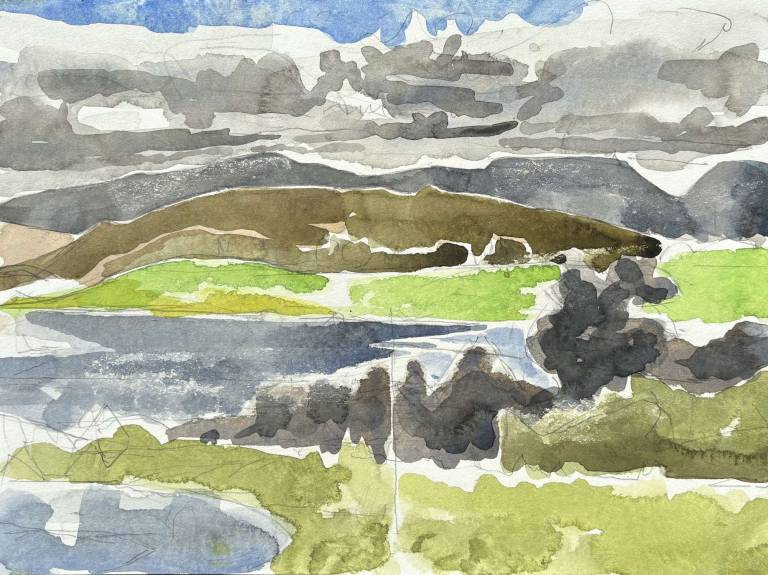 Cairngorm and Braeriach (from Eric's balcony) 1996 - Tom Cross