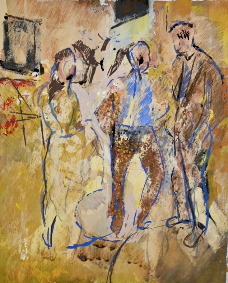 Three figures in a piazza 1957 - Tom Cross