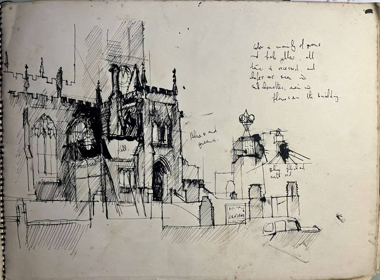 Untitled [Sketch of Manchester Cathedral] 1953 - Tom Cross