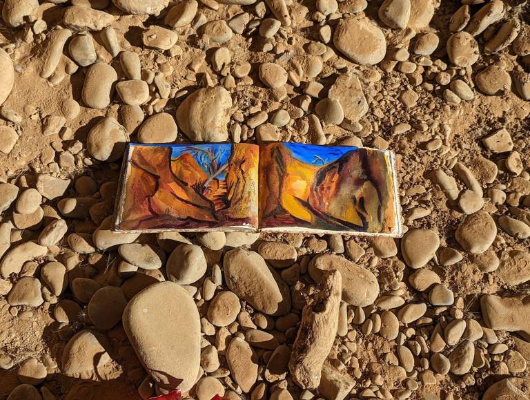 The Artists sketch of Sesriem Canyon, Namibia, Africa - Neil Pittaway