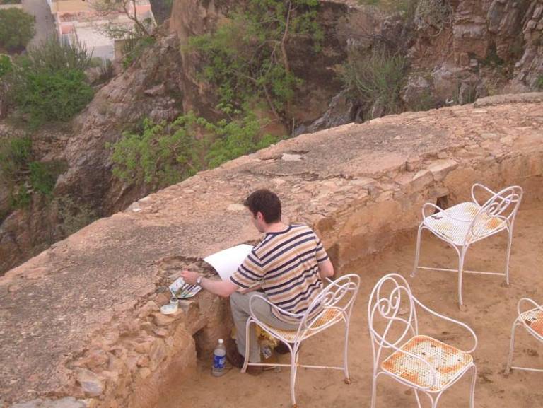 The Artist sketching at Kuchaman Fort, Rajasthan, India - Neil Pittaway