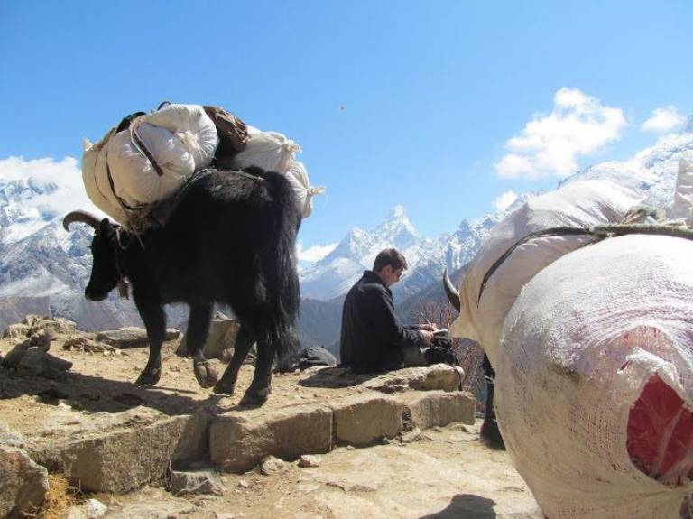 The Artist sketching in the Everest region of Nepal - Neil Pittaway