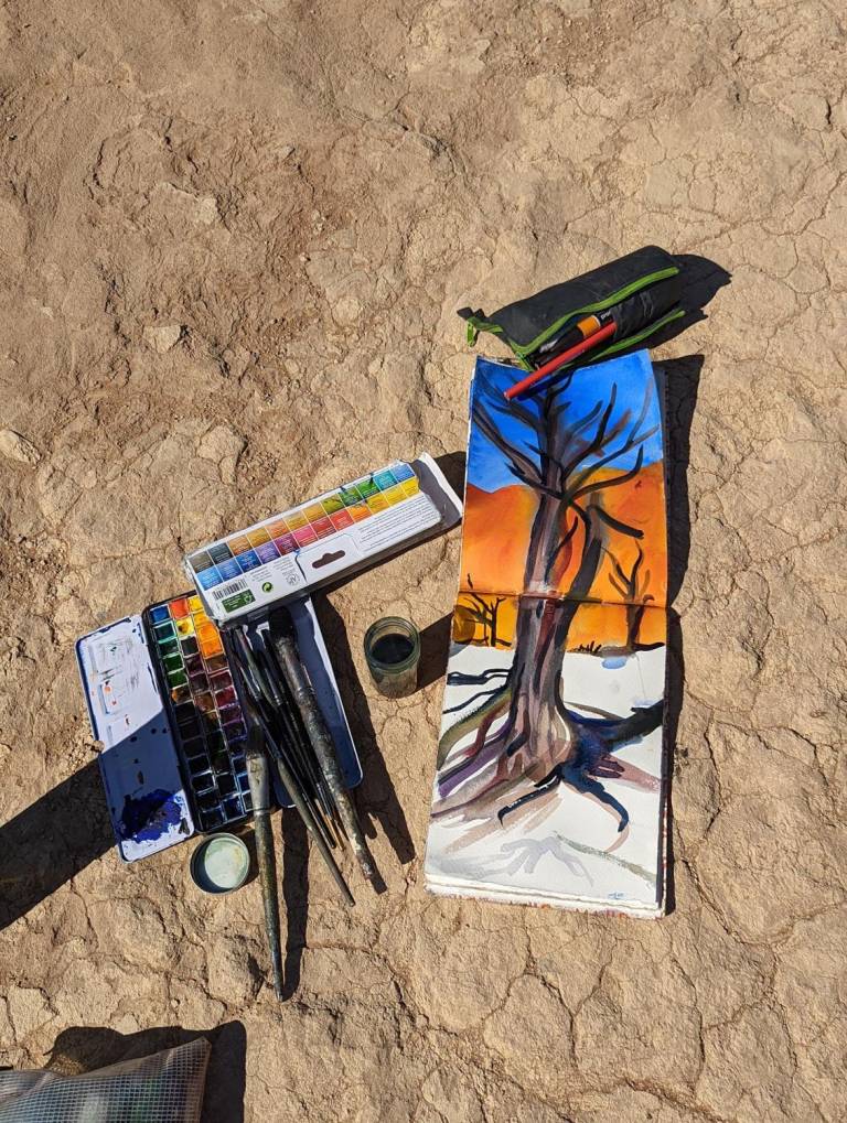 The Artist finished sketch at Deadvlei, Namibia, Africa - Neil Pittaway