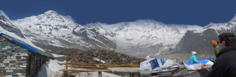 The Artist sketching at Annapurna Base Camp at 4,130M, Nepal - Neil Pittaway