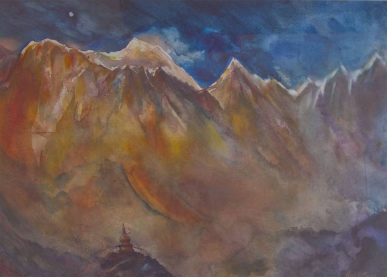 South View of Everest at Sundown near Tengboche, Nepal - Neil Pittaway