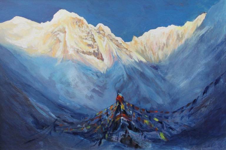 Sunrise on Annapurna South from the Climbers Memorial at Annapurna Base Camp - Neil Pittaway