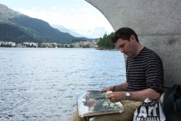 The Artist Painting in St. Moritz,  Switzerland - Neil Pittaway