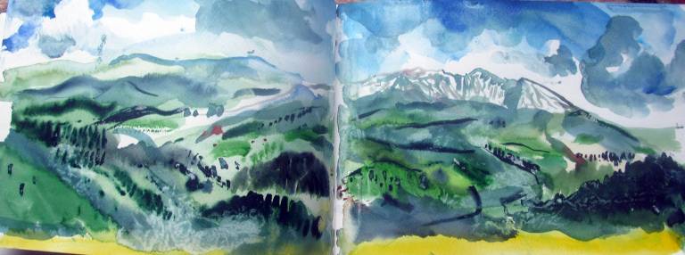 A double page from the Romanian Transylvanian Sketchbook - Neil Pittaway