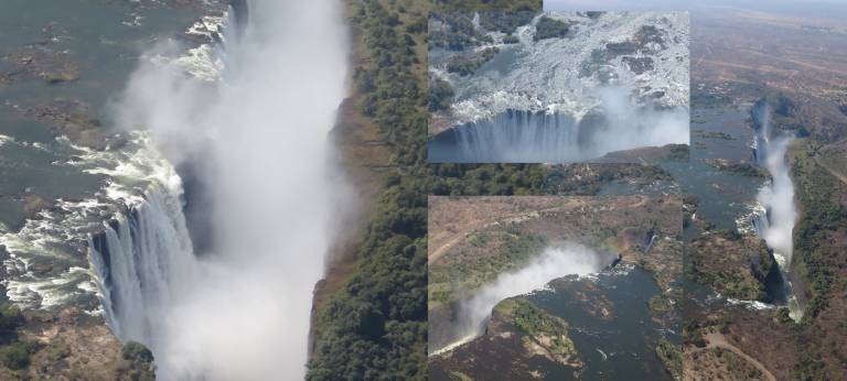 Multiple view of The Victoria Falls from a helicopter, Africa - Neil Pittaway