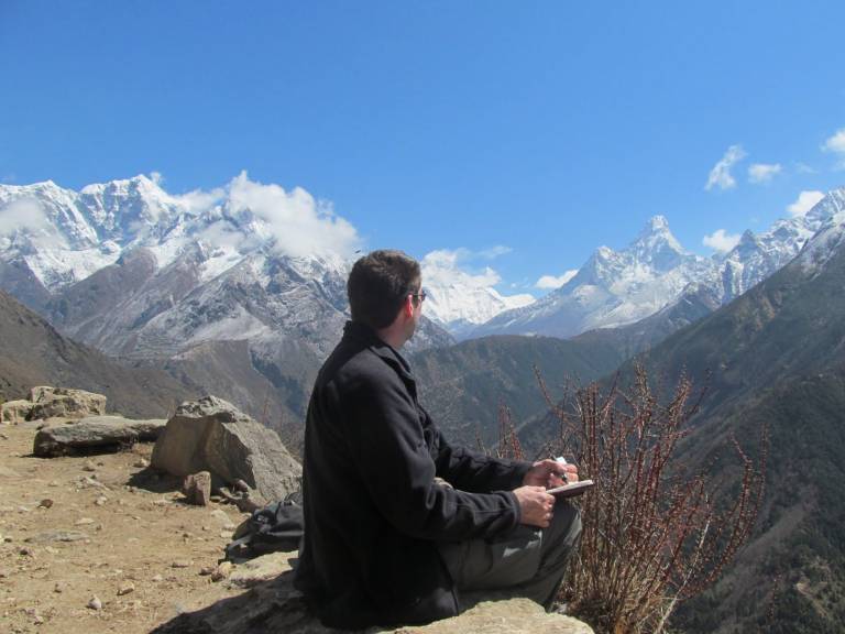 Neil Pittaway Sketching in The Everest Region of the Nepal Himalayas - Neil Pittaway