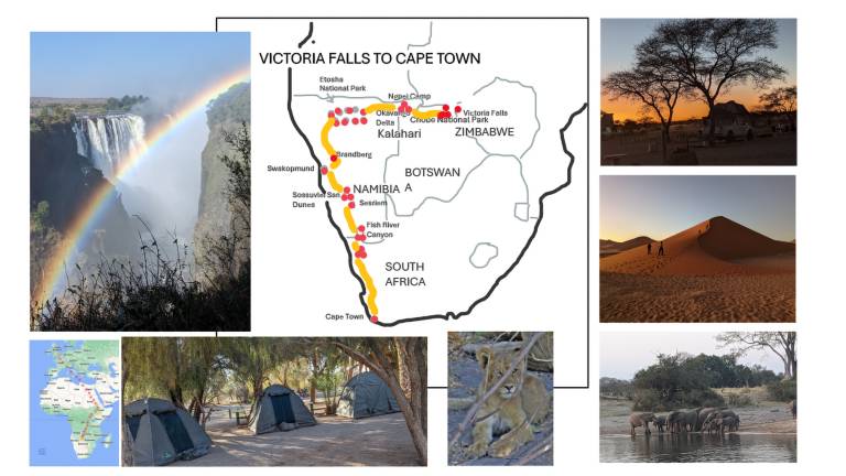 Map showing the Artists Travel in South West Africa - Neil Pittaway