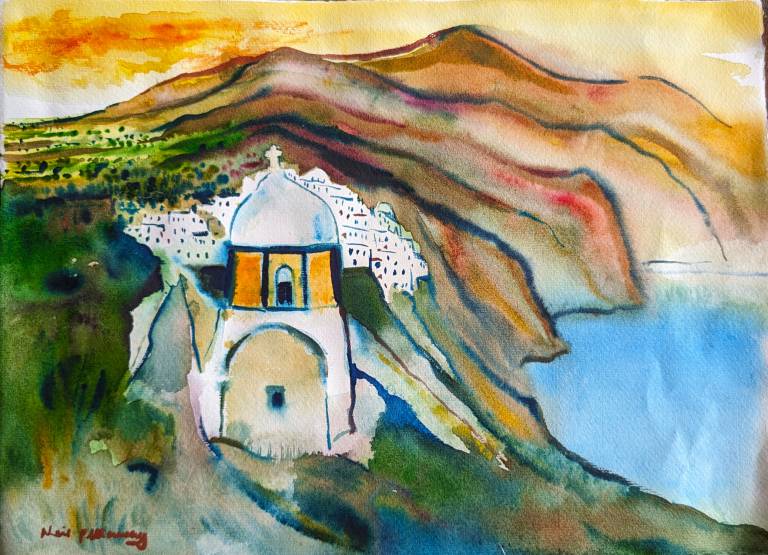 View of The Cathedral of saint John The Baptist, Thira, Santorini - Neil Pittaway