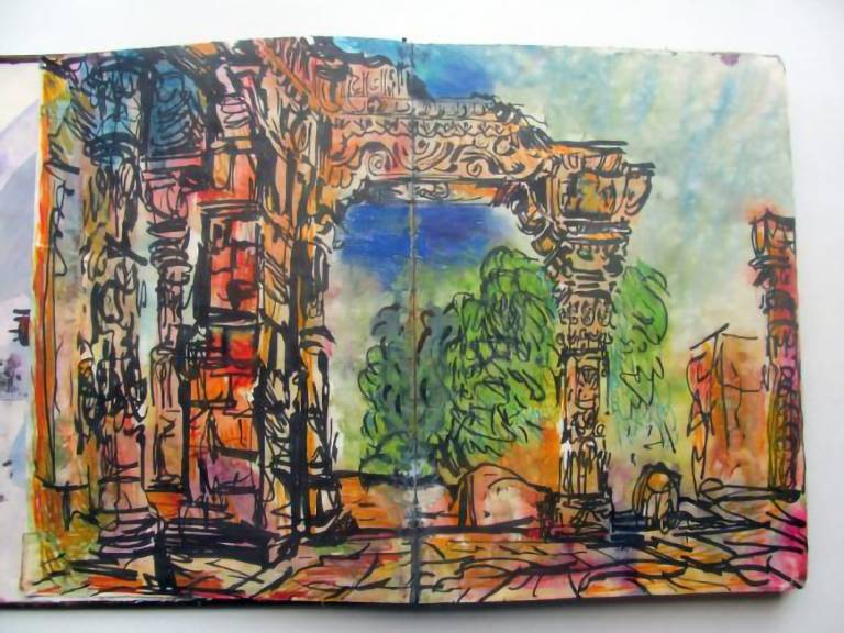 Sketch of Ancient Indian Ruins near Delhi - Neil Pittaway