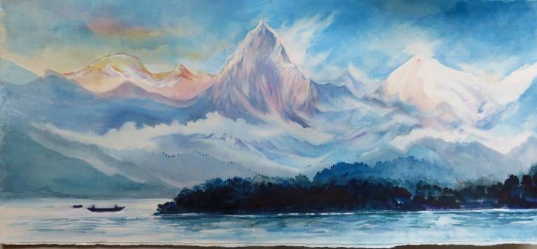 The Annapurnas from Phewa Lake at Pokhara, Nepal - Neil Pittaway