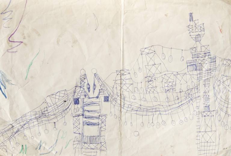 Humber Bridge, (drawn in 1977 at the age of 5 ) - Neil Pittaway