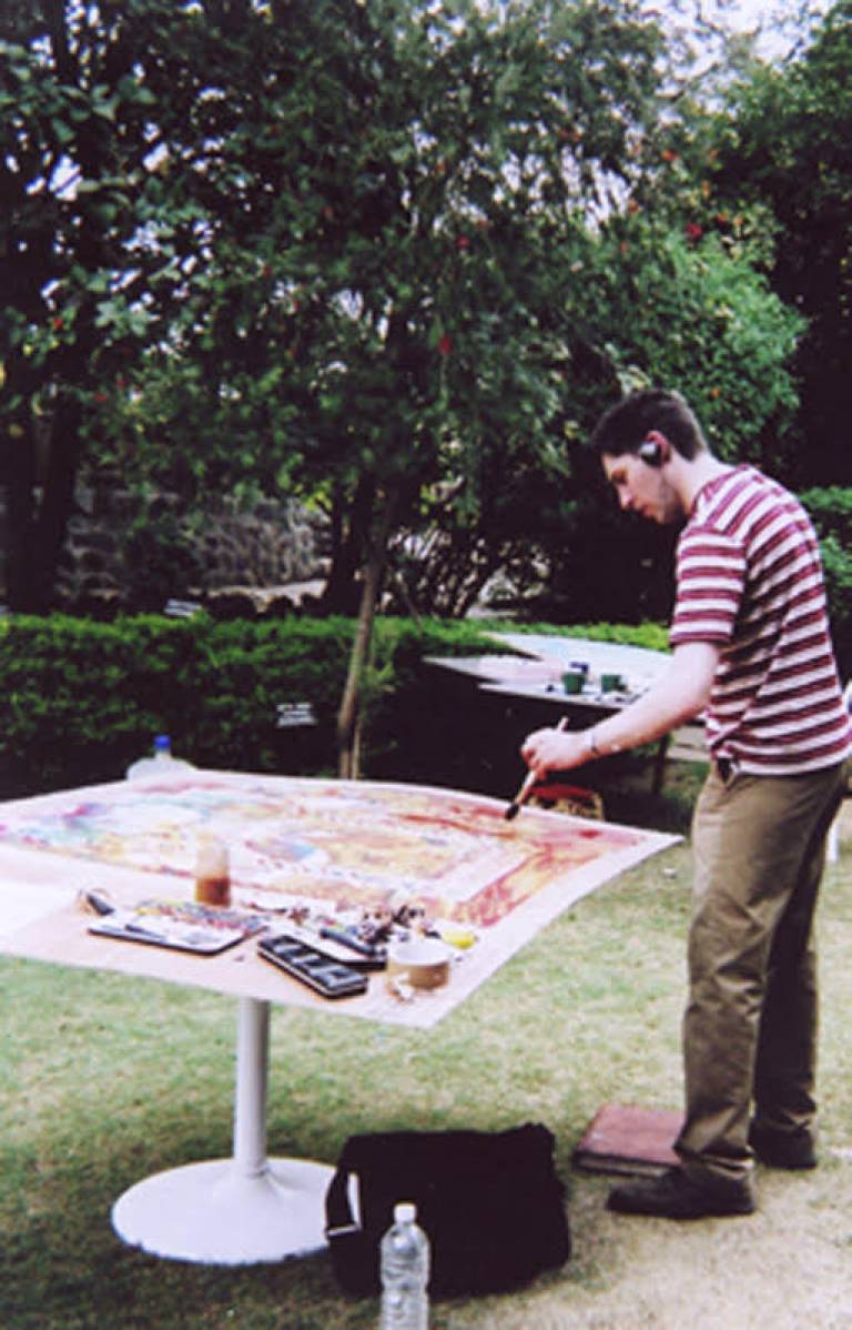 The Artist working in the  grounds of Taj Palace Hotel, Aurangabad, India - Neil Pittaway