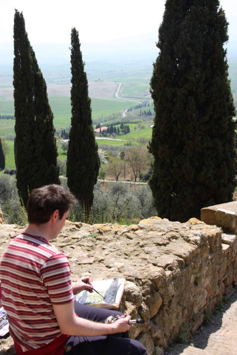 The Artist sketching in Tuscany, Italy - Neil Pittaway