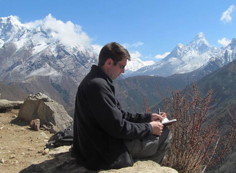 The Artist sketching in the Everest region of Nepal - Neil Pittaway