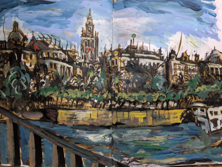 Looking across to Seville Cathedral on the day of the Royal wedding in 1995, Spa - Neil Pittaway