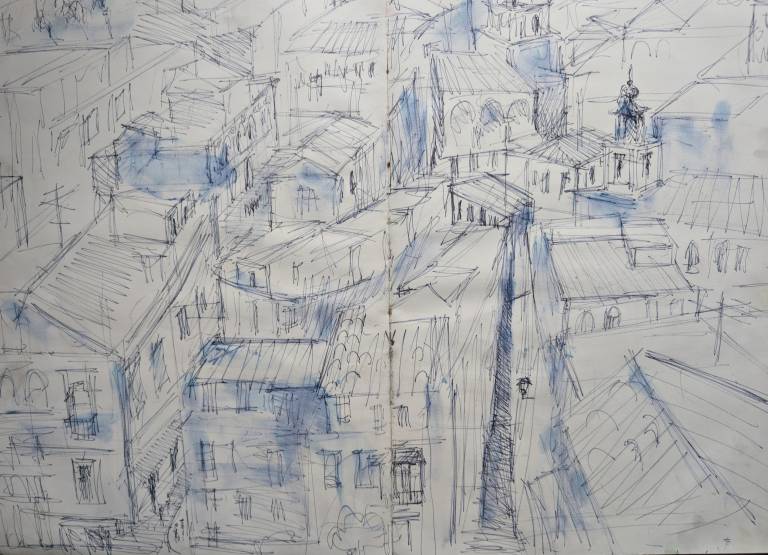 View looking down on the old town of Seville from Seville Cathedral Bell Tower, - Neil Pittaway