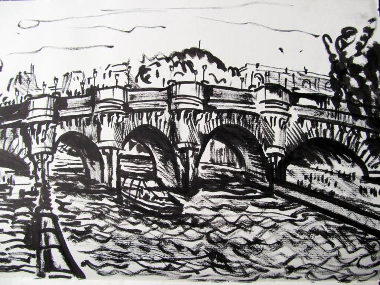Sketchbook study  of the Pont Neuf, Paris - Neil Pittaway