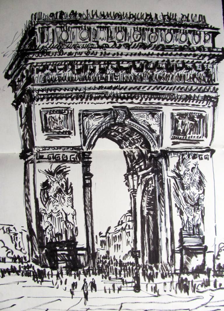 Sketchbook drawing of the Arc de Triomphe, Paris - Neil Pittaway