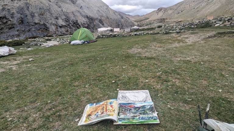 Sketching in the Markha Valley, Ladakh, India - Neil Pittaway