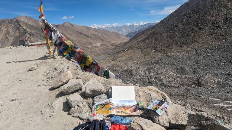 Painting at the Top of Khardungla Pass at 17982 ft, Ladakh - Neil Pittaway