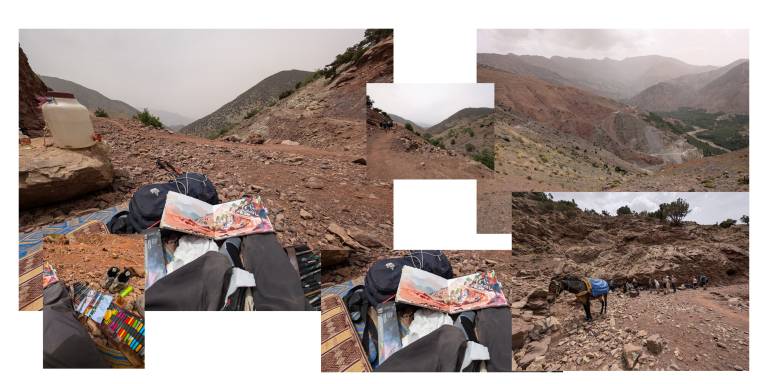 Sketchbook with views on the Mount Toubkal Trek in the High Atlas Mountains, Mor - Neil Pittaway