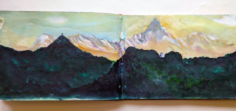 View of Machapuchare and the Annapurnas from Pokhara Nepal - Neil Pittaway