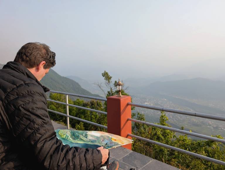 The Artist Sketching from Sarangkot - Neil Pittaway