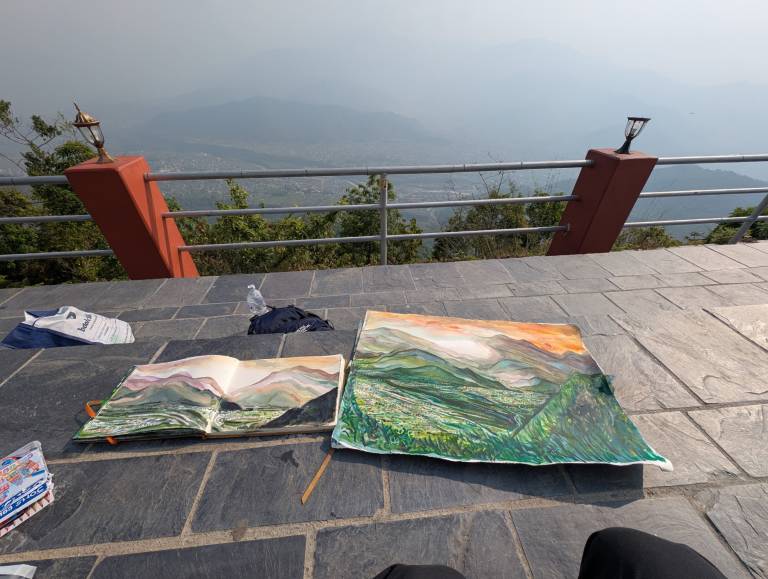 The Artists Paintings at Sarangkot - Neil Pittaway