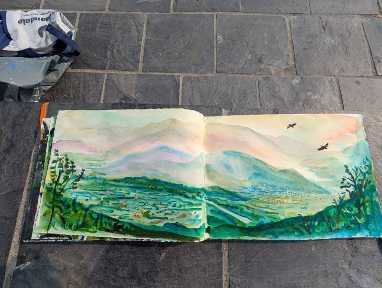 Sketch from Sarangkot, early morning - Neil Pittaway