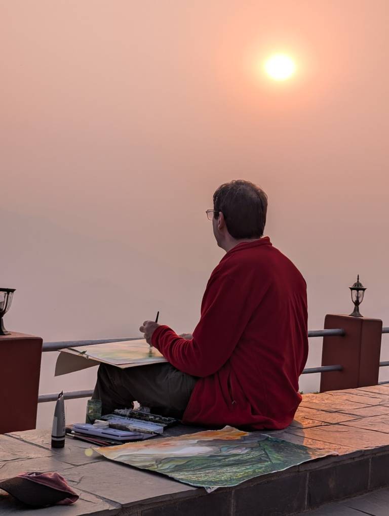 The Artist Sketching at Sarangkot - Neil Pittaway