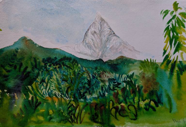 Early morning view of Machapuchhare from the Ciwec Hospital Pokhara - Neil Pittaway