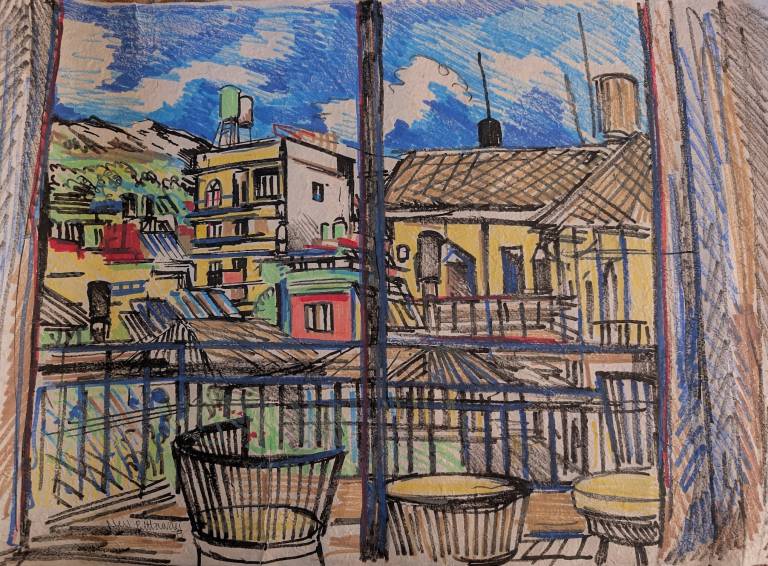 View from the Artists Hotel Room Pockhara - Neil Pittaway