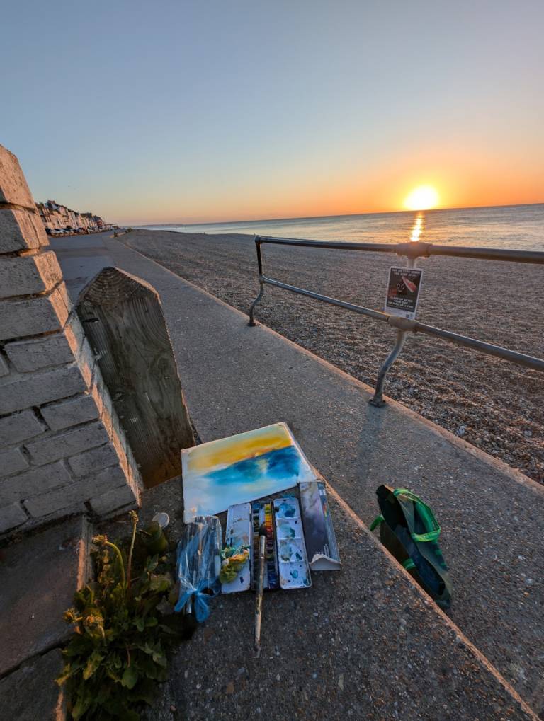Sketching at sunrise on the Kent Coast, Deal - Neil Pittaway
