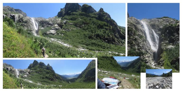 Views of the Waterfalls at the base of Mt. Ushba - Neil Pittaway