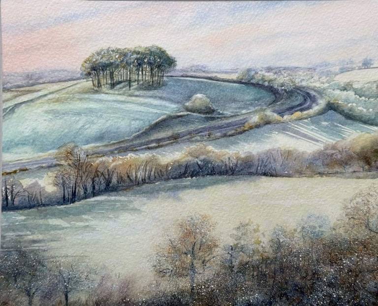 Nearly there? Frost over Cookworthy Knapp. - Cathy Eastment Art