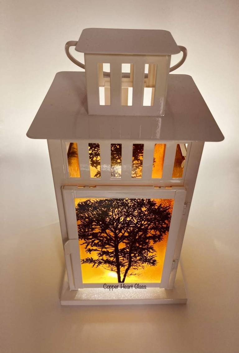 Handmade Fused glass panel lanterns - 