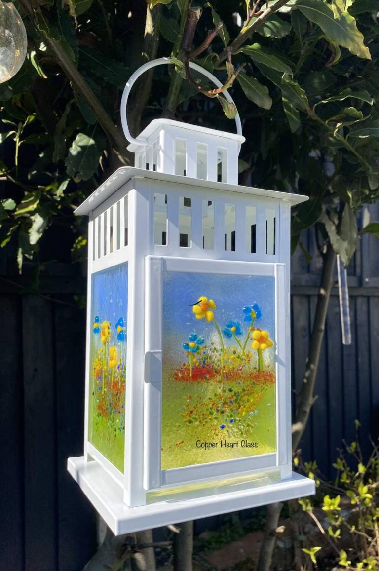 Handmade Fused glass panel lanterns - 