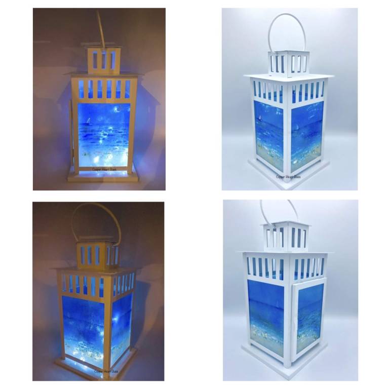 Handmade Fused glass panel lanterns - 