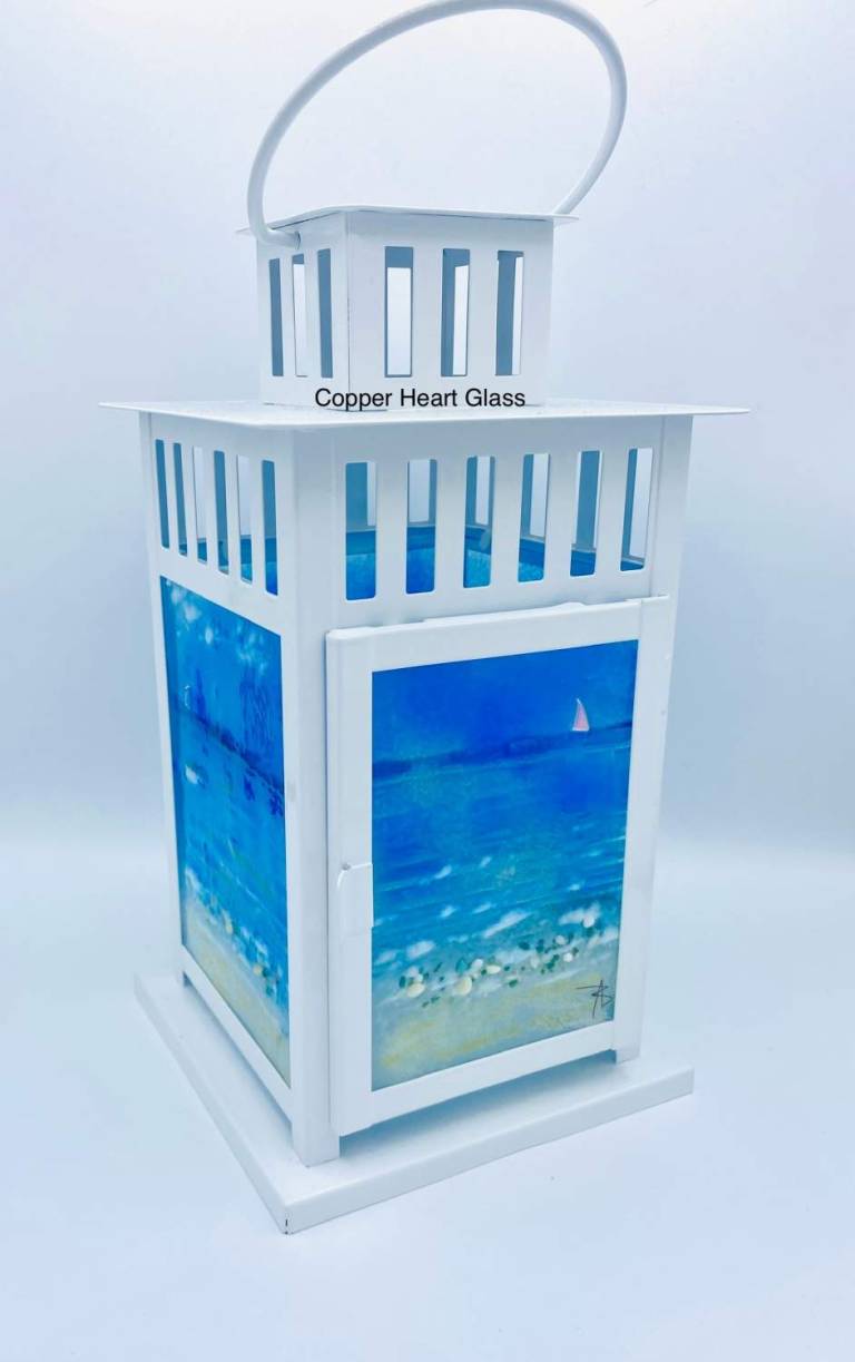 Solent Seascape Lantern - Copper Heart Glass