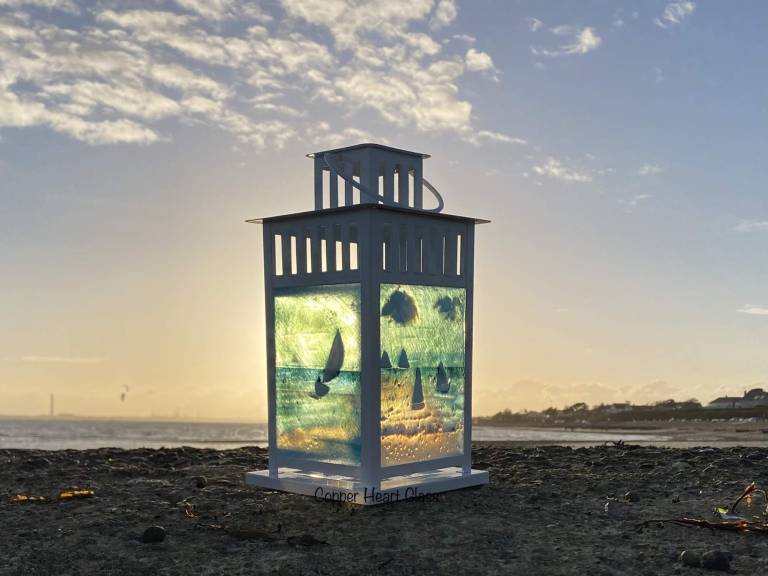 Solent Seascape Lantern - Copper Heart Glass