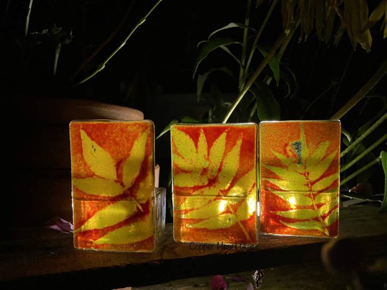 Phytology Tealight (Red/Yellow) - Copper Heart Glass